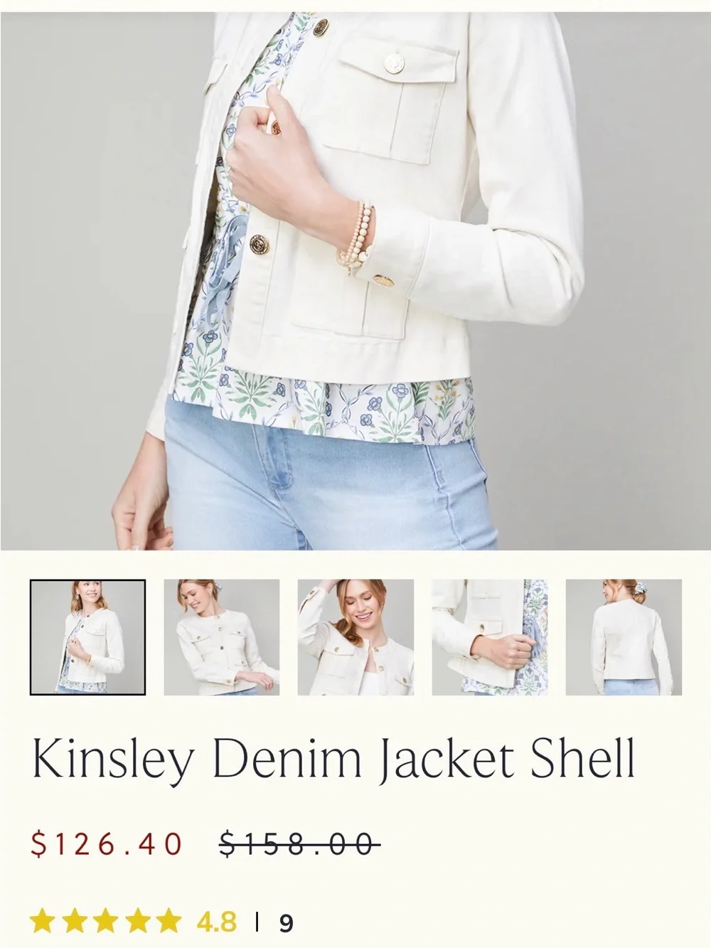 Spartina 449 Kinsley Denim Jacket – Shell/Off-White | Size XL